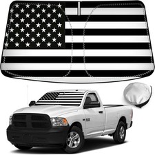 Windshield Sun Shade American Flag Sunshade for 2019-2024 Dodge Ram 1500