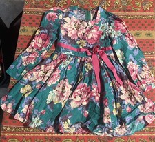 Vintage Peaches N Cream Girls Floral Long Sleeve Dress Zip Size 6