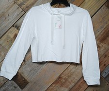 White Longsleeve Drawstring Cropped Hoodie Nwt