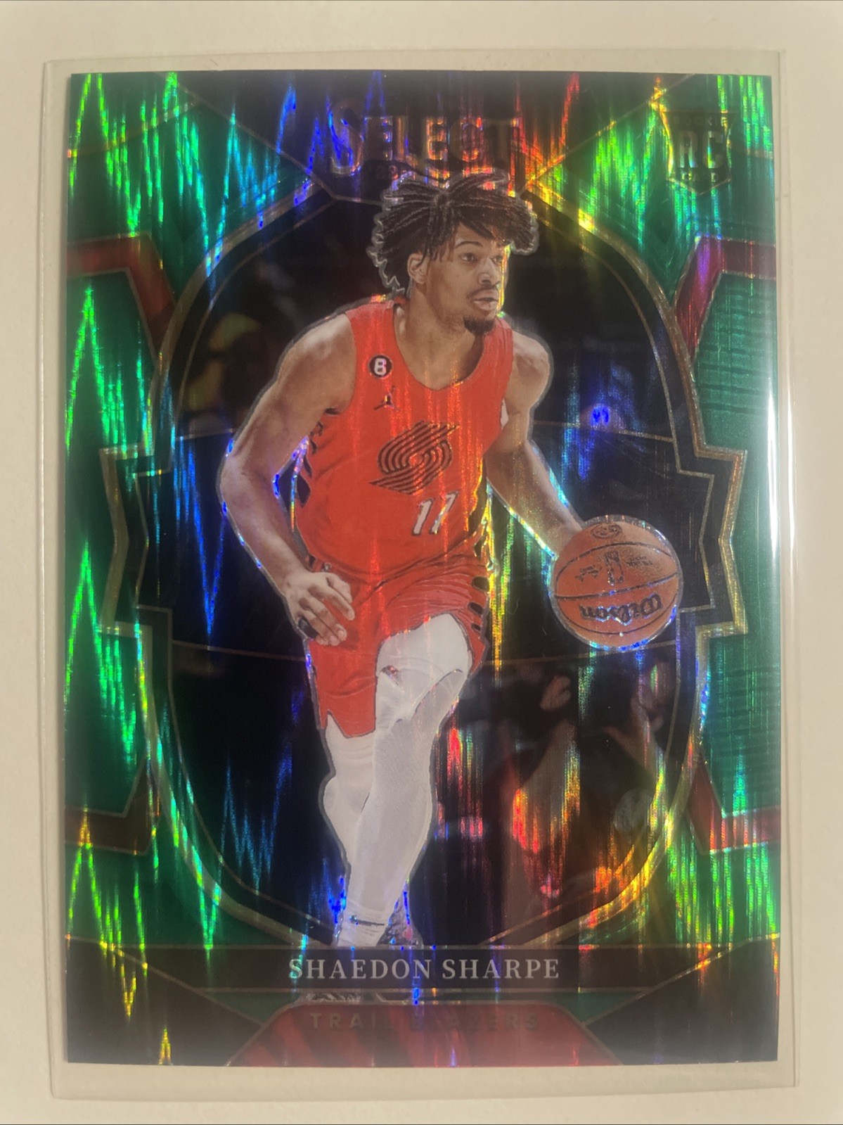 2022-23 Panini Select - Concourse Shaedon Sharpe #71 Green Shock Prizm (RC)