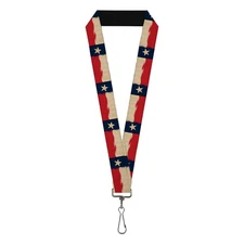 Buckle-Down Lanyard - Texas Accessory, Texas Flag Distressed Painting, Standard