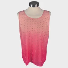 INC International Concepts 6 Sleeveless Top Pink Ombre Blouse Silver Studded