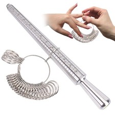 Ring Sizer Guage Metal Mandrel Finger Sizing Measure Stick Standard Jewelry Tool