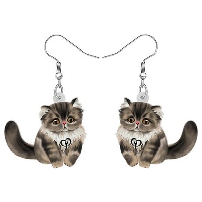 Acrylic Cute Cartoon Cat Pets Earrings for Women Anime Kitten Dangle Hook E - 01