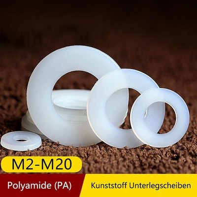 Unterlegscheiben DIN 9021 Weiß Polyamid Kunststoff M2 bis M24 PA Scheiben