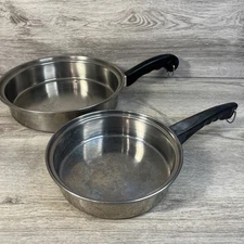 InKor 3-Ply 18-8 Stainless Steel Skillet Set 7.5" & 9.5" Lot of 2 Made in USA