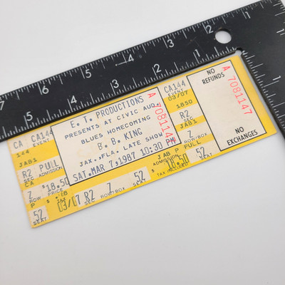 BB King Concert Ticket 1987 Civic Auditorium Jacksonville Florida Blues