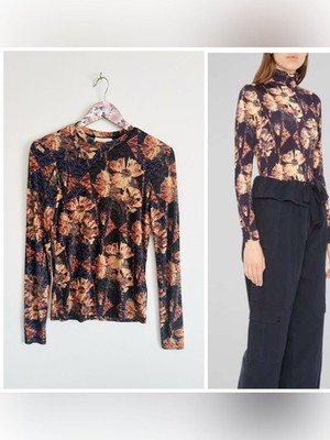 ULLA JOHNSON Aurelia Floral Printed Turtleneck Top Lupine Size 0 P