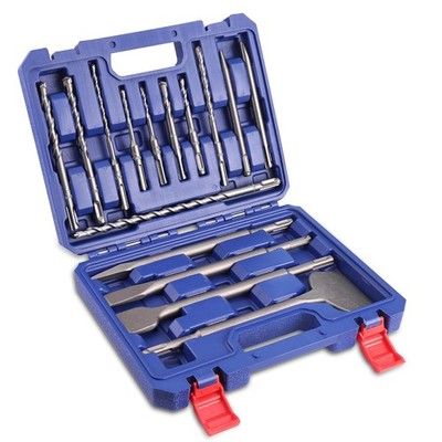 16-Piece 16'' SDS-Plus Rotary Hammer Drill Bits & Chisel Set, Carbide-Tipped