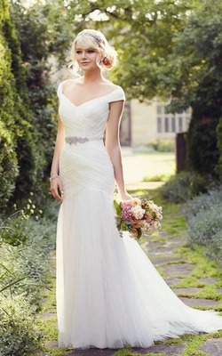 アイボリー2 Essense of Australia D1802 Wedding Dress 12 Tulle Off Shoulders