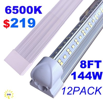 144W 8FT LED Tube Light Bulb 8Feet LED Shop Lights Fixture 6500K Strip Lights 8'