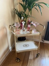 Vintage Sullivan Bar Cart Drinks Trolley Art Deco Gold Made in England 2 Tier