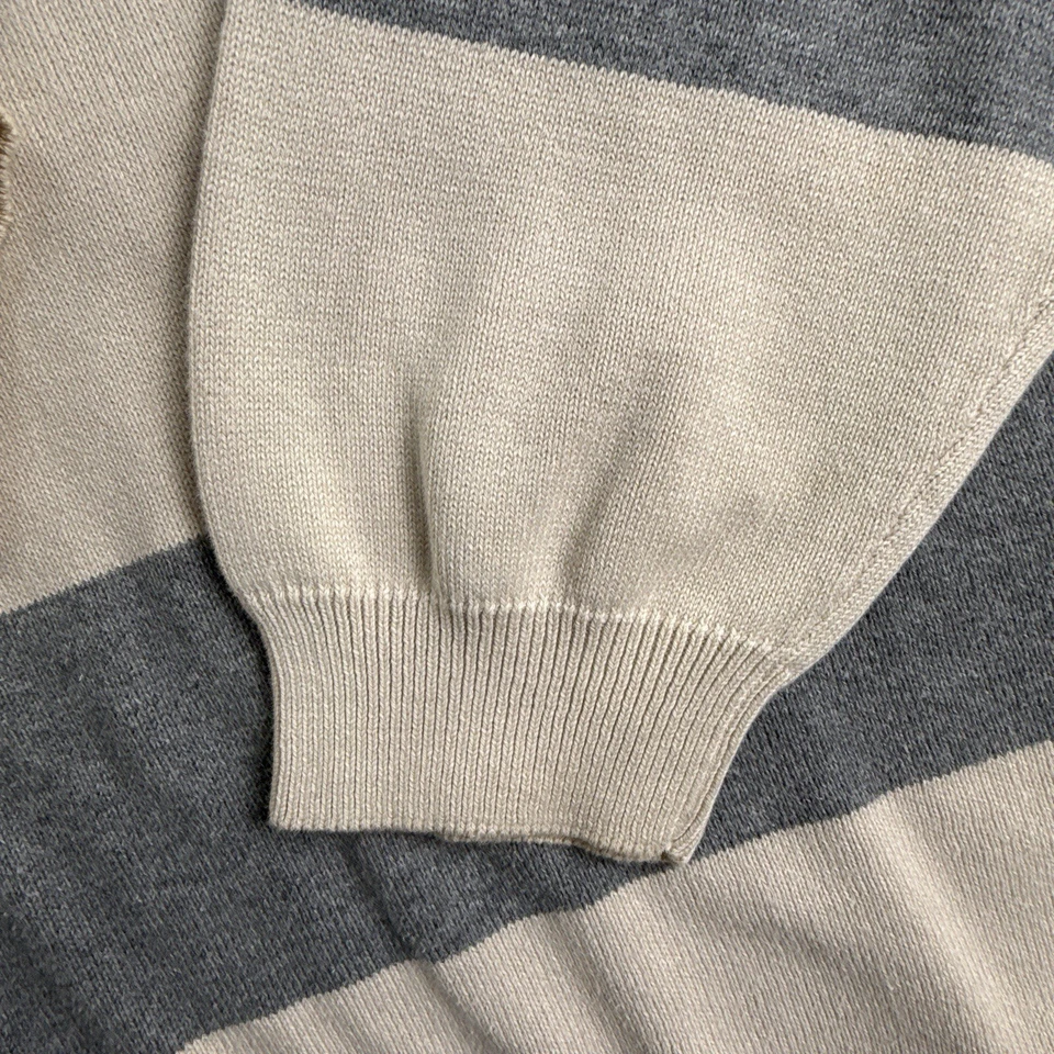 Suéter Izod Vintage Rugby Para Hombre Cuello Grande Manga Larga Algodón a Rayas Foto 4 de 4