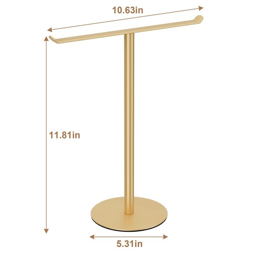 Gold Hand Towel Stand, T-Shape Hand Towel Holder for Bathroom, Display Finger... - Picture 7 of 8