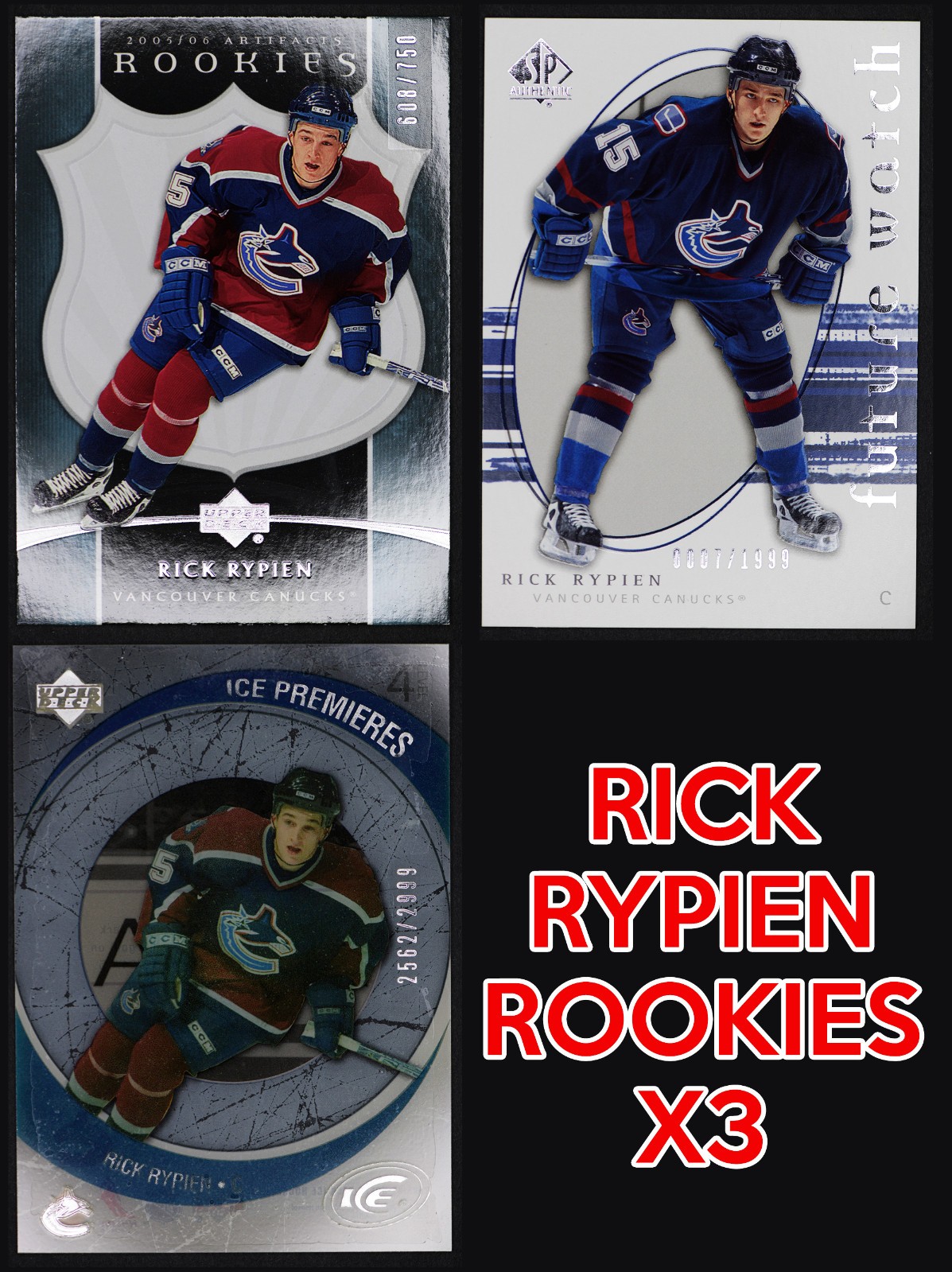 много карт RICK RYPIEN CANUCKS -