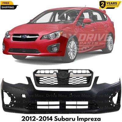 Front Bumper Cover Fascia & Grille Assembly Kit For 2012-2014 Subaru Impreza