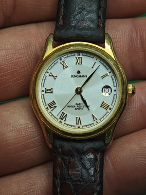 Junghans Damen Uhr Sport Quartz ETA Datum Vintage Läuft Neu Batterie