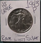 1943-P  WALKING LIBERTY SILVER HALF DOLLAR ~ AU ~NICE COIN~
