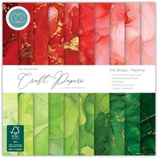 Crafts 6X6 Paper Pad Craft Consortium Ink Drops Festive Red Green Gold