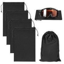 4-Pack Ski Goggle Bag, 10.6" x 7.1" Microfiber Bag for Snow Goggles Black 