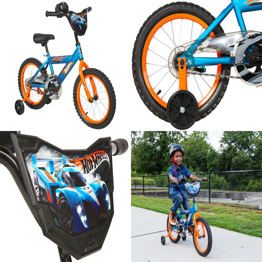   16-inch Hot Wheels Boys Bike with Rev Grip Sturdy BMX Frame All Terrain Tires