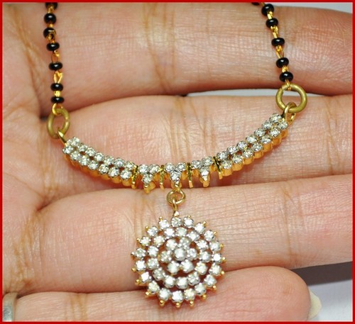 2.21ct Natural Round Diamond 14k Solid Yellow Gold Mangalsutra Set Necklace - Picture 11 of 14