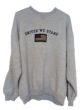 United We Stand Embroidered Knitted Style American Flag Vintage Sweatshirt