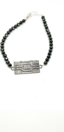 Spinell Perlen Armband Pflastern Diamant 925 Silber Mode Perlen Bettelarmband - Bild 9 von 12