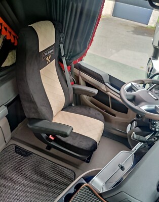 Sitzbezüge für Daf ab 2021 XF-new XG XG+, schwarz-beige, Old Skool, luftgefedert