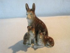 Vintage German porcelain German Shepherd dog figurine, mother  two puppies