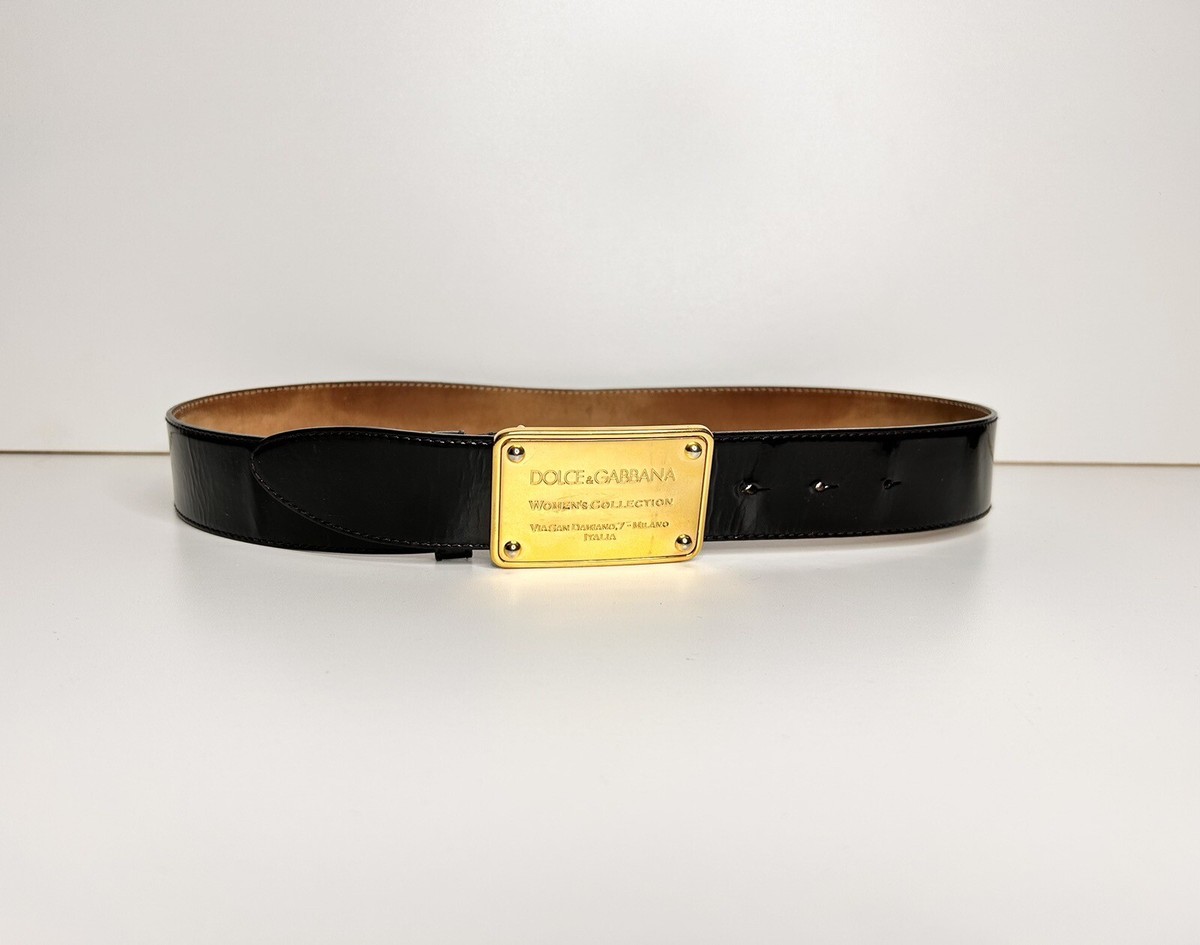 Dolce Gabbana Belt Patent Leather Burgundy Size 38 Inch | eBay