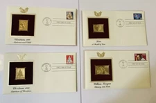 Lot of 4  First Day Issue 22k Gold Stamps CHRISTMAS 1990, LOVE A WORLD OF LOVE +