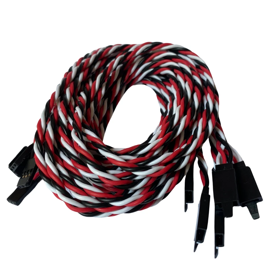 (5) 120CM 4ft Twisted 20awg Servo Extension Leads Futaba w/ Built In Safety Clip - Image 2 of 2
