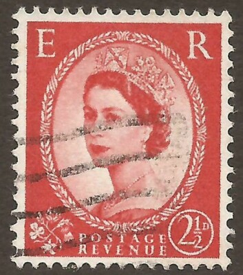 GB QEII 1957 SG565 2½d carmine-red graphite lines Good Fine