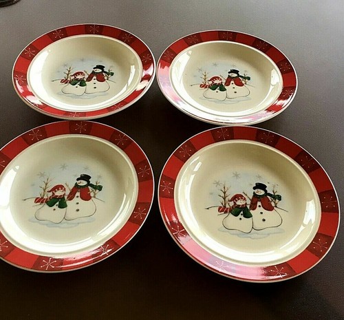 Royal Seasons RN3 Christmas Snowman Stoneware Bread Plates, 6 5/8" Set of 4 - Picture 4 of 11