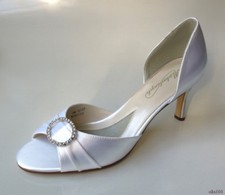 new Michaelangelo 'Marissa' white satin open-toe JEWELED shoes wedding bridal