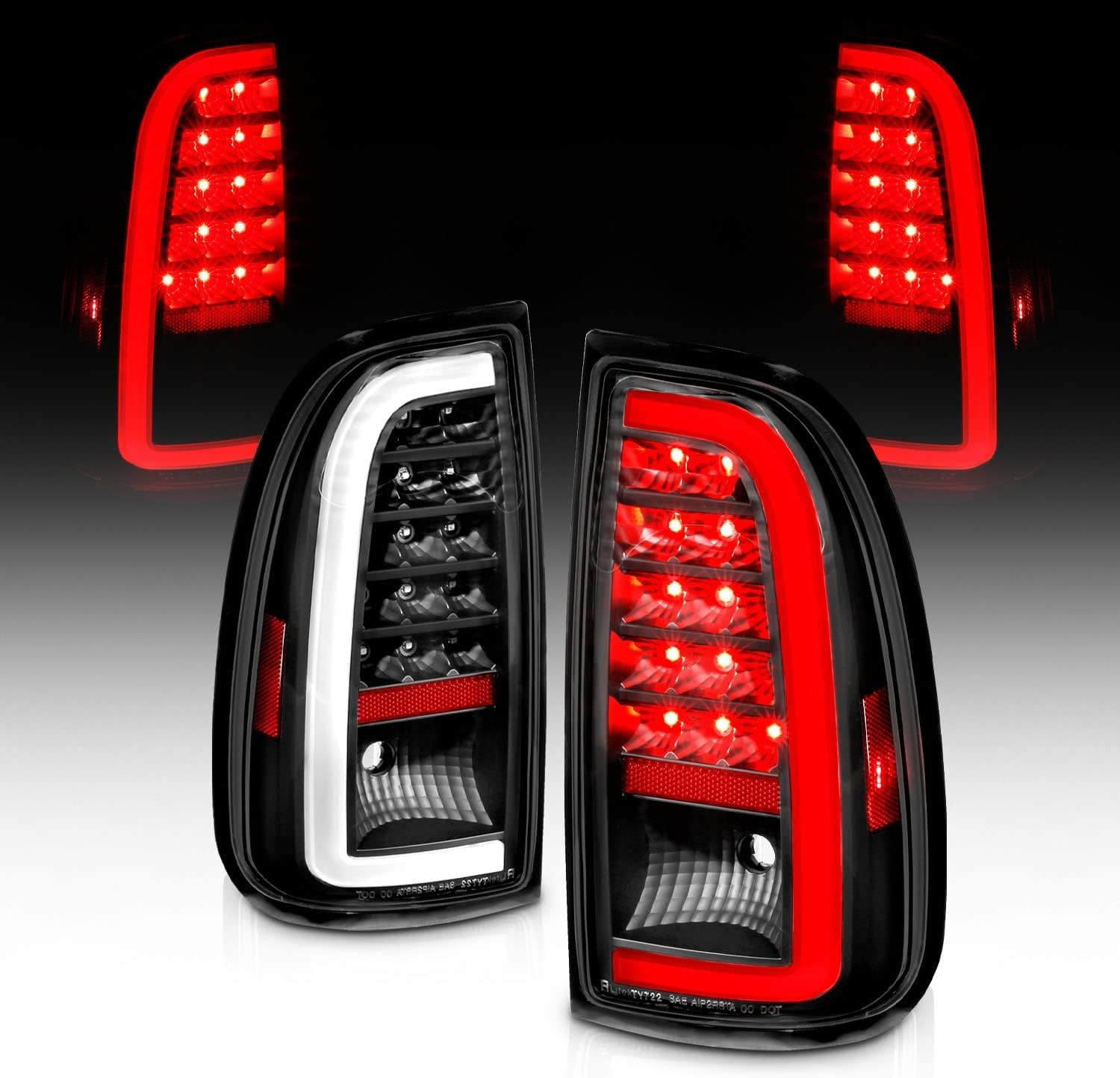 for 2000-2006 Toyota Tundra Standard | Access Cab C-Type LED Tube Black Brake Ta