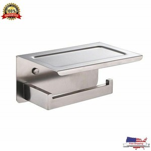 Wall Mount Bathroom Toilet Paper Holder With Phone Storage Shelf
