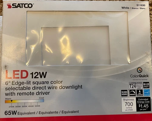 SATCO S11830 6" SQUARE COLOR SELECTABLE DIRECT WIRE DOWN LIGHT QTY. 3 - Picture 3 of 7