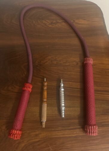 NOS Vintage Hookah Water Pipe Hose 50" & 2 Tips Wood & Steel Free Ship