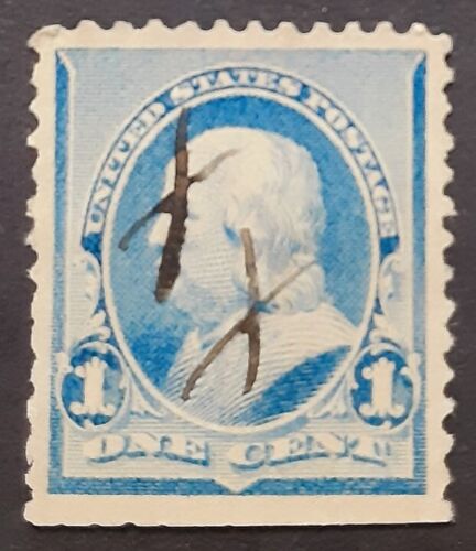 US Scott #219 Very Fine -Extra Fine 0.01 Franklin Used blue 1890 A