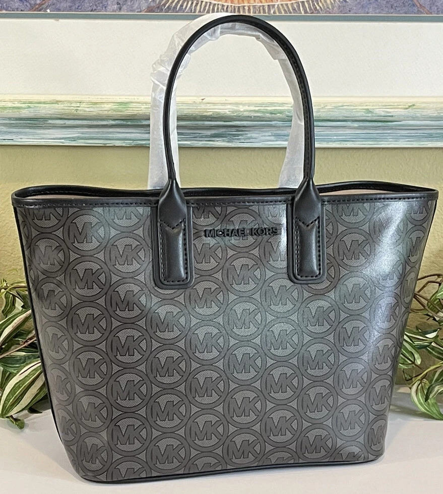 MICHAEL KORS JODIE SMALL TOTE BAG PURSE MK BLACK SIGNATURE LOGO