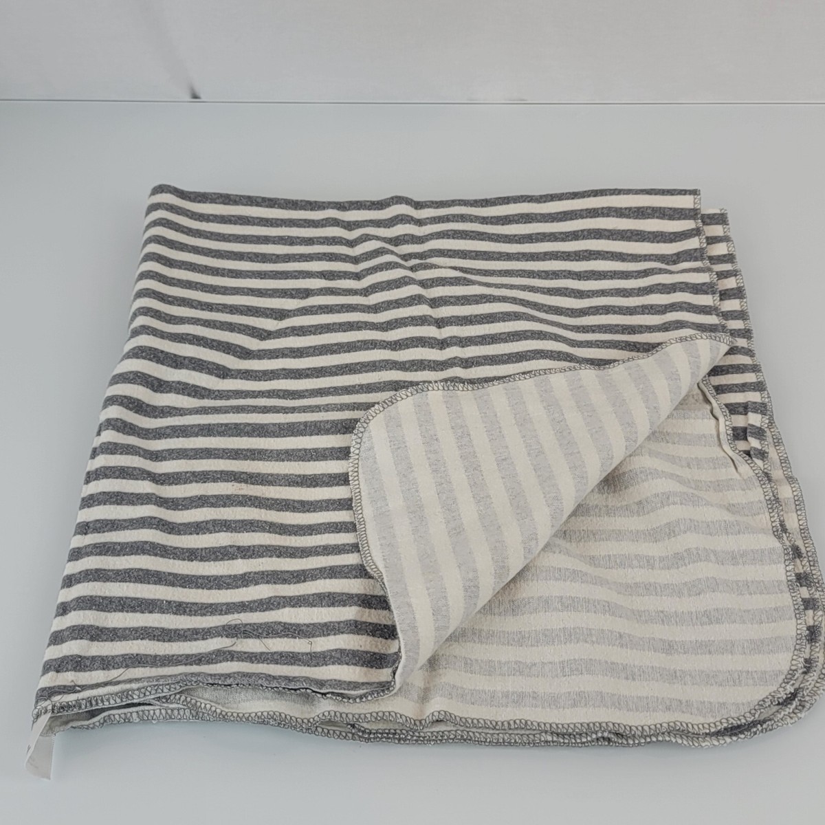 Gerber Gray White Stripe Cotton Flannel Baby Boy Blanket Receiving Swaddle
