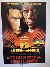 The Sum Of All Fears. Ben Affleck. Morgan Freeman. Original UK Video Poster.
