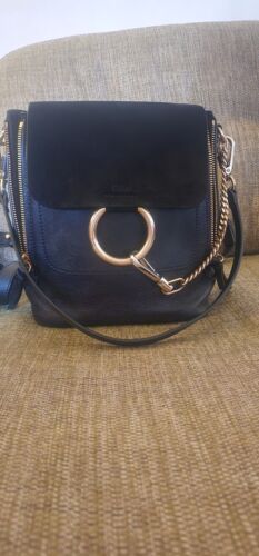 Chloe Faye backpack Leather and Suede Small Black - Foto 1 di 7