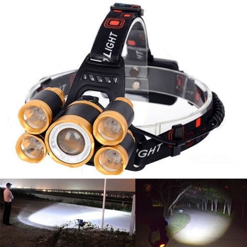 80000LM 5 LED Zoom LED Ricaricabile 18650 Testa Proiettore Lampada Caricatorcia Stati Uniti - Foto 9 di 11