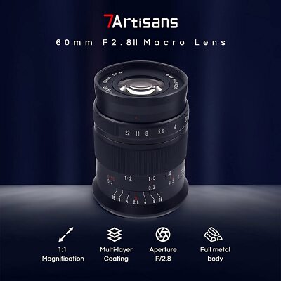7artisans 60mm F2.8 II APS-C Macro Manual Lens For Sony Canon Fujifilm Nikon M43
