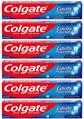 Colgate Cavity Protection Toothpaste with Fluoride -White 6 Ounce (Pack of 6)