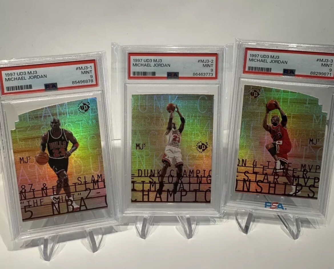 1997 UD3 MJ3 michael Jordan Lot PSA 9 - ALL 3 CARDS MJ3-1, MJ3-2 