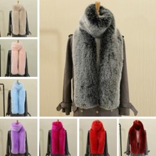 Women Plush Faux Fox Fur Long Scarf Shawl Fluffy Collar Furry Wrap Stole Fashion